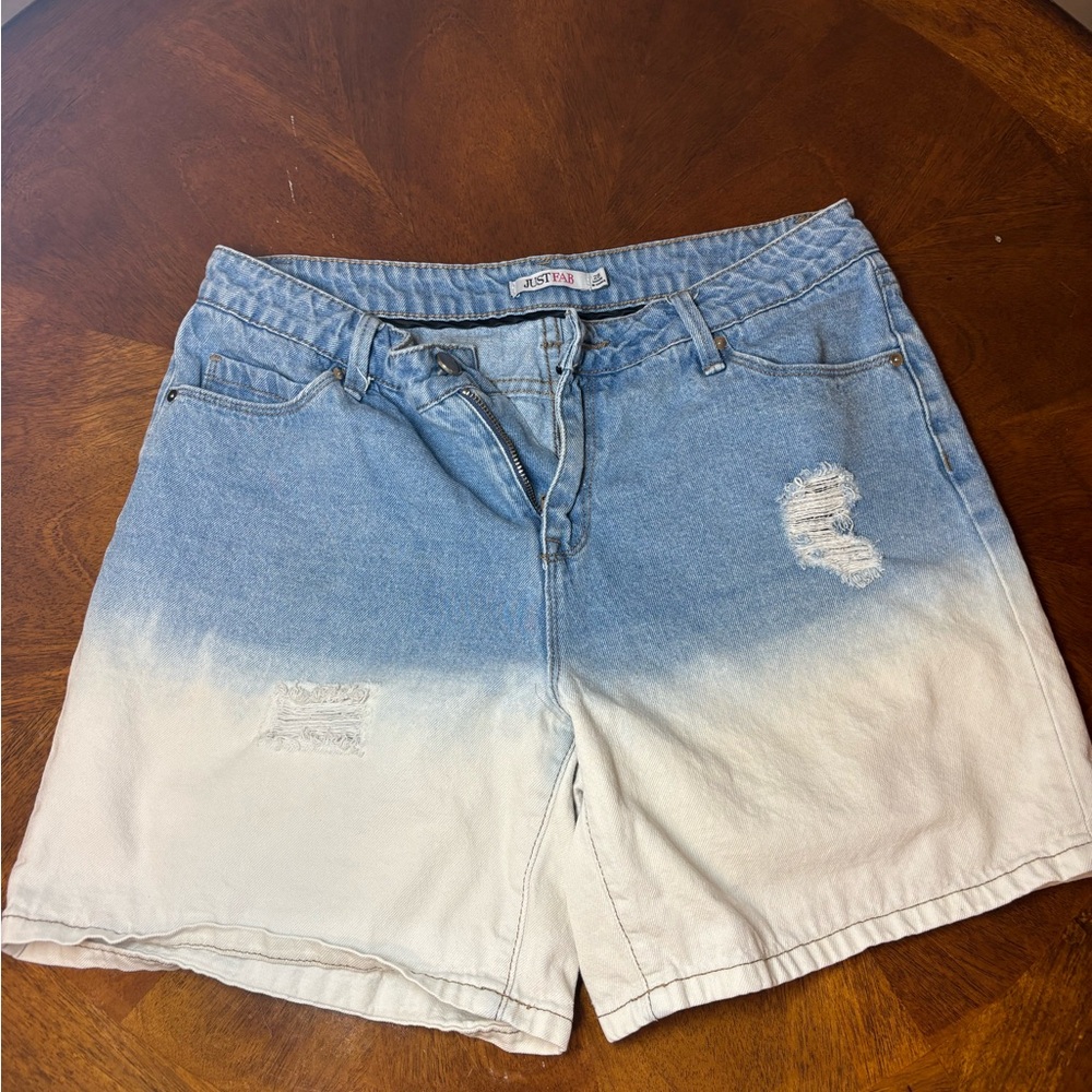 Light Blue Ombre Jean Shorts Size 28 from JustFab
